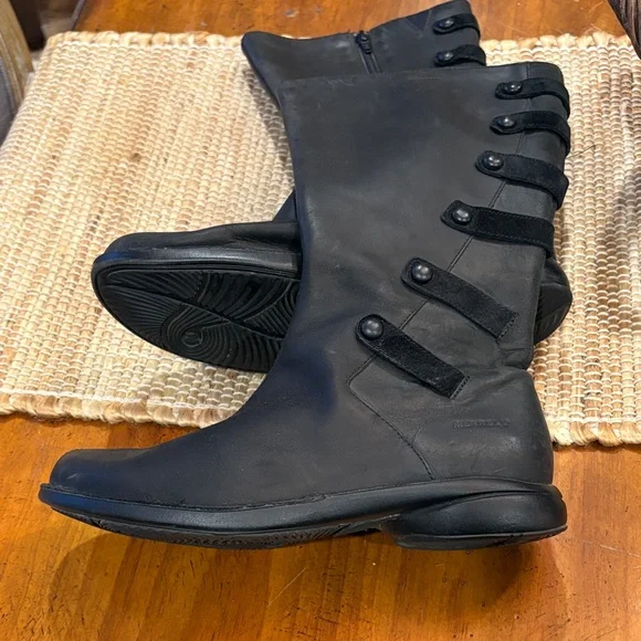Merrell Black Tall Boots with Strap Details - Picture 5 of 10